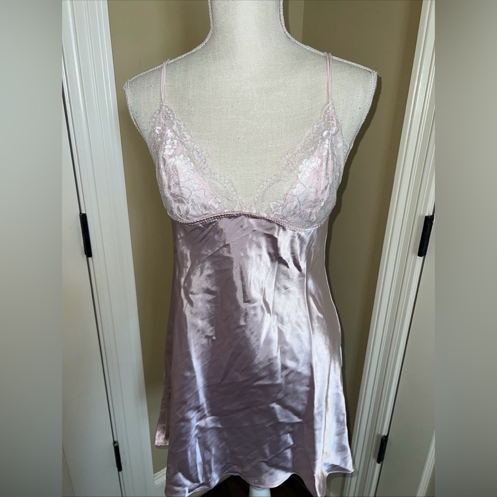 In Bloom by Jonquil SAMANTHA Lotus Pink Satin Laced  Chemise Size M